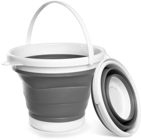 Cubo Plegable Camping, 5 L Palangana Plegable, Cubo de Limpieza de Plástico Plegables para Acampar, Pescar en Playa, Lavandería, Lavado de Autos, Interior, Exterior