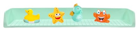 Vasca da bagno Splash Guard Silicon flessibile 80 x 11,5 x 9,7 cm, protezione da parete con scaffale giocattolo integrato, barriera doccia e organizzatore per bambini, articoli da toeletta