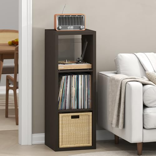 Furinno Cubicle Tocadiscos con Compartimento 3 Cubos 1,2 Estante Abierto para CD DVD BLU-Ray Sala de Estar Oficina Blanco