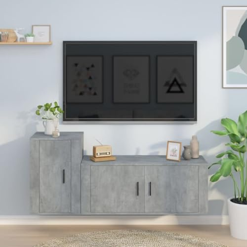 Générique Ensemble de Meubles TV 2 pcs Gris béton Bois d'ingénierie,Meubles, Meubles TV,3188482
