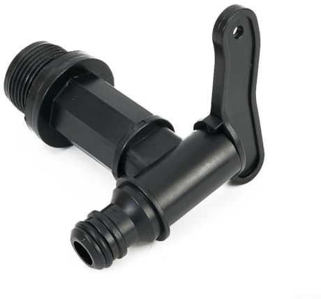 Rubinetto di scarico per serbatoio dell'acqua dolce con adattatore da 3/4 per caravan, camper, barca, valvola di ricambio in plastica nera compatibile