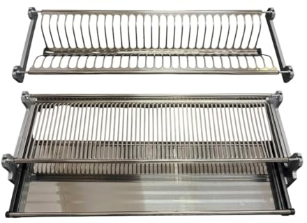 inferramenta Scolapiatti Professionale in Acciaio INOX da Incasso per Mobile da 60 cm | Kit Completo con Telaio Regolabile, Vaschetta Raccogligocce, Doppia Griglia e Staffe (L 56 cm)