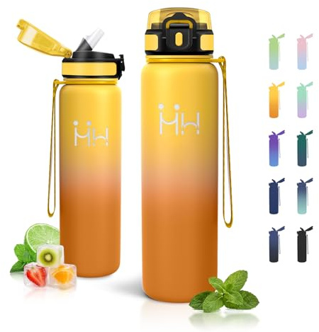 JAPORIA Bouteille 1L, sans BPA Inodore, Double Paroi, Gourde Étanche, Gourde avec les Boissons Gazeuses, Réutilisable, Bouteille D'eau pour Gym, Outdoor, Sport