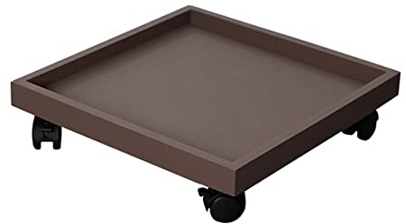 Växtvagn med hjul, robust rullbricka för blomkrukor, rörliga växtbrickor för inomhus- och utomhusbruk, trädgårdsväxtvagn (färg: kaffe, storlek: 42 cm/16,5 tum)