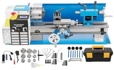 Mini Metal Lathe 550W Variable Speed Benchtop Machine with 3 Jaw Chuck for Precision Metalworking and Machining Projects