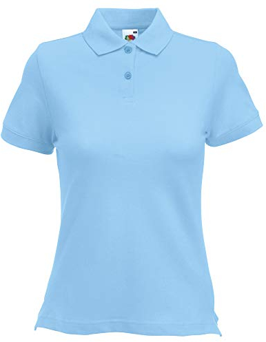Fruit of the Loom Women's Polo Shirt Short-Sleeve, Womens Men, Sky Blue, Medium