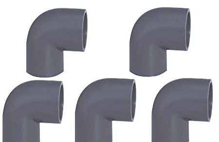 EXCOLO Original PVC Rohr und Rohrverbinder Ø 50 mm Winkel Kniestück Muffen T-Stück Kappen Fittings (5 x Winkel 90 °)