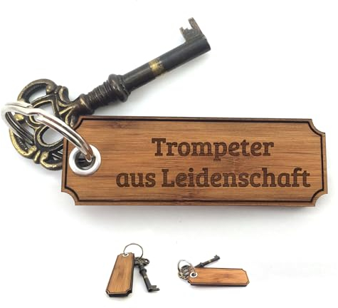 Mr. & Mrs. Panda Schlüsselanhänger Trompeter - Geschenk, Diplom, Schlüsselanhänger Holz, Holz Schlüsselanhänger, Holzschlüsselanhänger, Gravur,