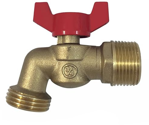 Quarter Turn Hose Bibb, Brass ball Valve Spigot 3/4 Male NPT x 3/4 GHT
