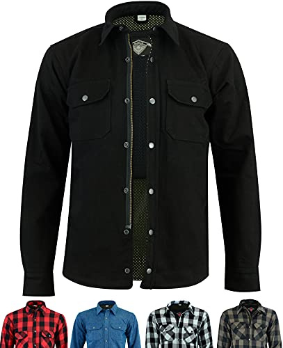 Texpeed Motorradhemden herren mit protektoren - Biker Motorradjacke Hemden Hergestellt mit Aramid - Mit Schutz (EN 1621-1) Schwarz - 3XL