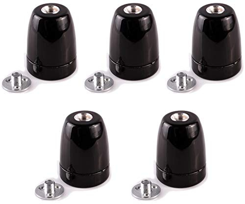 5x Porzellanfassung Porzellan Fassung E27 Lampenfassung Lampe schwarz Sockel