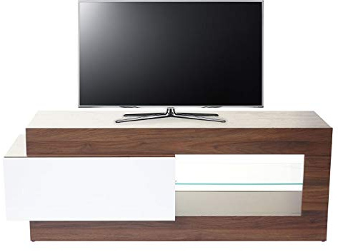 Mendler TV-Rack HWC-B51 3D-Struktur Walnuss-Optik Hochglanz 55x150x47cm | Fernsehtisch, Lowboard, Schrank