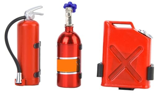 Dilwe RC Crawler Accesorio Simulaci¨®n Incluyendo Pala de Tambor de Aceite Botella de Nitr¨®Geno Extintor de Incendios Tanque de Aceite(Rojo)