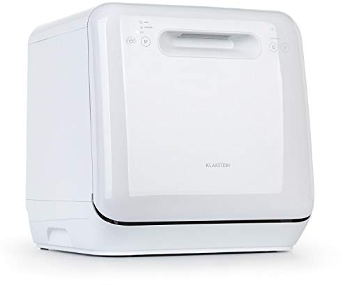 Klarstein Mini Lavastoviglie Aquatica – Lavastoviglie da Tavolo Compatta, 2 Coperti, 3 Programmi, Serbatoio 5L, Senza Installazione, Silenziosa 58dB, Portatile per Casa & Campeggio