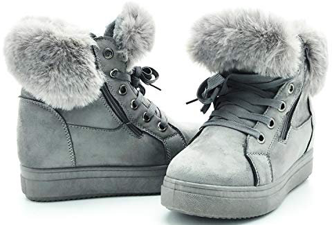 Fratelli Fingerhandschuhe Schnürsenkel Damen gefüttert Winterschuhe Schneefang Zeppa Nascost, grau, 40