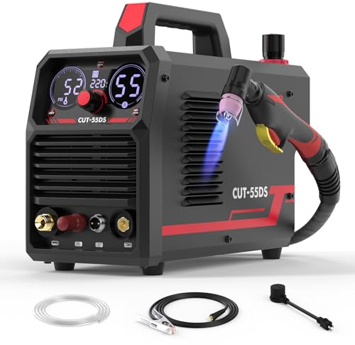 YESWELDER CUT-55DS 55Amp Non-Touch Pilot Arc Air Power Plasma Cutter 1/2 Inch Clean Cut, Digital 110/220V Dual Voltage IGBT Inverter Plasma Cutting Machine with ETL Approved