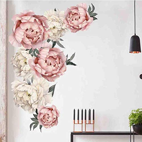 AMOYER Große Rosen-Blumen-Wand-Aufkleber Naturgetreue Papierblumen Heim-Wohnzimmer-Wand-Kunst-Plakat-Aufkleber Selbstklebende Abziehbilder Zufall Stil