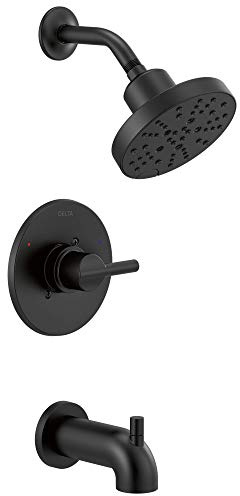 Delta Faucet Nicoli 14 Series Single-Handle Tub and Shower Trim Kit, Shower Faucet with 5-Spray H2Okinetic Shower Head, Matte Black 144749-BL (Shower Valve Included)