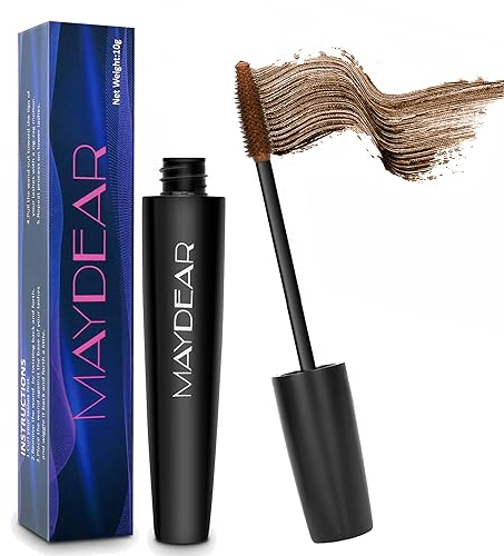 Maydear Wasserdichte Mascara, langlebig, wischfest, voluminös und charmant, mehrere Farben erhältlich, Braun