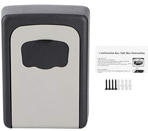Kuuleyn Wall Mounted Lock Box,Key Lock Box Wall Mounted Aluminum Alloy Key Safe Box 4 Digit Password Lock Box
