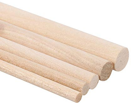 10 Stück Holzdübelstangen für Bastelholzstäbchen Unvollendete Naturholz Basteldübelstangen 5 Größen(5MM*30CM)