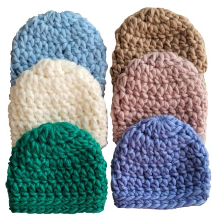 Häkelmütze Babymütze 0-3 Monate Wollmütze gehäkelte warme Mütze für Neugeborene Strickmütze Baby zur Geburt 100% Wolle Öko-Tex