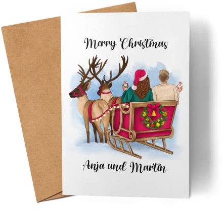 Kiddle-Design Weihnachtskarte Pärchen Frohe Weihnachten Karte Personalisiert Grußkarte Faltkarte Paar Geschenkkarte Weihnachtsgrüße Gutschein Freund & Freundin
