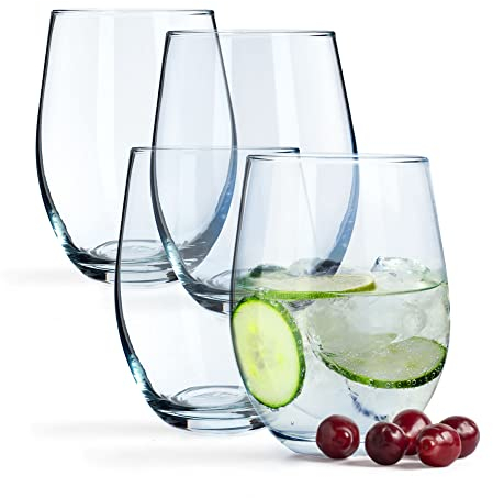 KADAX Bicchieri per bevande, bicchieri da acqua in vetro di calcio al neutro, bicchieri da 580 ml, bicchieri da vino trasparenti, bicchieri da vino universali moderni, set di bicchieri (Susanne, 4)
