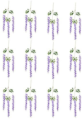 YARNOW 12stücke Künstliche Hängende Wisteria Blumenranken Simulierte Wisteria Dekoration Für Hochzeiten Büros Und Zuhause Lebensmittelechtes Material Einfache Pflege Elegantes Design