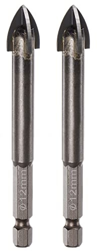 sourcing map 2pcs Titane Enduit Maçonnerie Perceuse Morceau 12mm | Triangle Béton Foret Mèches, Céramique Carrelage Mèche Mèche avec 1 4 Hex Tige pour Céramique Carrelage sur Béton Brique Mur
