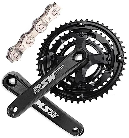 LHHL Mountainbike Kurbelgarnitur 170mm Vierkant Kegel MTB Kurbel 28-38-48T Dreifach Rund Kettenblatt Kurbelarm Mit 6/7/8/9 Geschwindigkeit Kette (Color : Black 170mm, Size : 28-38-48T 8s)