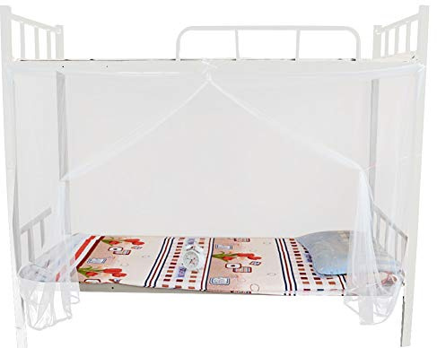 Haofy Toldo para Litera, Mosquitera para Cama, 4 Postes de Esquina, Litera, Cortina para Cama, Color Blanco (95x195x150cm)