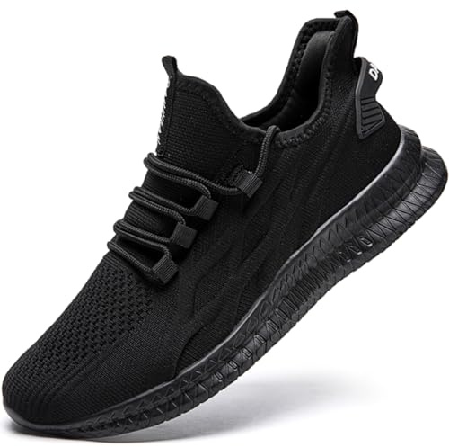 Oltyutc Baskets Hommes Chaussures De Course sur Route Sneaker Gym Athlétique Respirant Sports De Plein Jogging Léger Confortable Chaussures De Marche Homme Noir 42