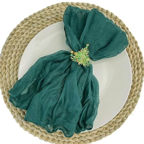 ANEIDA 50 x 50 cm 60 Stück rostfarben dunkelgrün Käsetuch-Servietten faltig rustikale Gaze-Dinner-Servietten weiche Baumwoll-Stoffservietten für Abendessen Café-Dekoration
