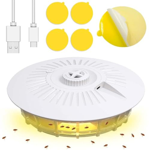 BNGXR Trappola per Pulci, Dome Flea Trap with 5 Sticky Discs, Odorless Cleaner and Flea Killer Trap Pad, Trappola Elettrica per Pulci lampada, Trappola per le Pulci per Tappeti, Biancheria