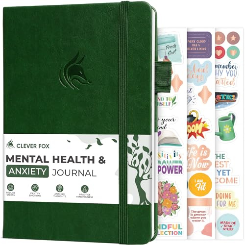 Clever Fox Mental Health & Anxiety Journal CBT Prompts 14.5x21 Forest Green | Guided self-care diary for women, men & teens, Self-help therapy, feelings & mood tracker, dbt workbook for stress relief