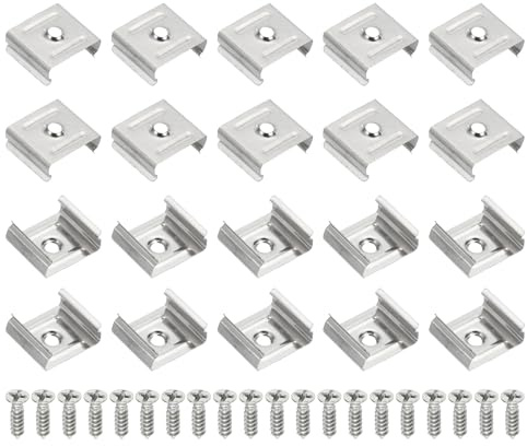 PATIKIL Clip per Strisce LED, 60pz Staffe Montaggio in Acciaio Inossidabile Supporto Morsetto a Clip Fissaggio con Viti per Cavo per Illuminazione a Strisce LED da 19mm a 20mm