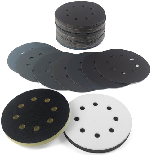 Elechiakan 72 Pezzi Dischi Abrasivi 125mm, Carta Abrasiva Vetrata Asciutti e Bagnati per Levigatrice Orbitali, Platorello Spugna, Grana 400-3000 per Auto, Legno, Vetro, Metallo