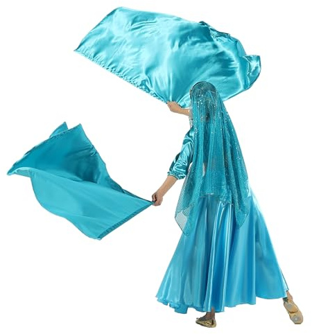 MUNAFIE Banderas de adoración, 2 unidades, con barra telescópica, para actuación de baile, iglesia, azul claro