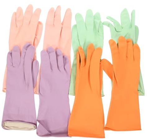 Mikinona 4paare Wiederverwendbare Latexhandschuhe Geschirrspülhandschuhe Küchenhandschuhe Zum Reinigen Haushaltsreinigungsarbeiten