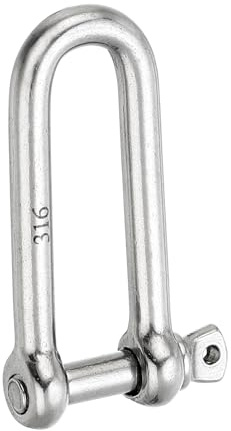 PATIKIL Grillete de Perno de Tornillo 4mm 5/32 176lb Acero Inoxidable 316 Forjado Grillete D Largo Grado Marino para Cadenas Cuerdas de Alambre al Aire Libre Plata