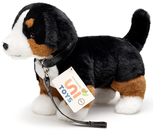 Uni-Toys - Bouvier Bernois Debout - avec Laisse - 29 cm (Longueur) - Chien en Peluche - Doudou