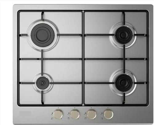 YLG60F - Piano cottura a gas, 4 fuochi, inox, 60x60 cm