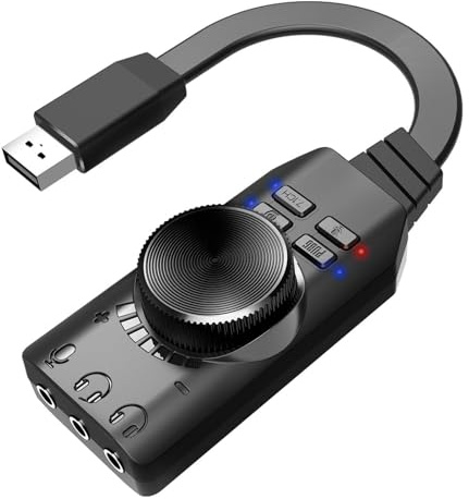 Carte Son USB | Carte Son Externe avec Son Surround virtuel 7.1 pour | Ordinateur Portable avec contrôle du Volume, Interface Audio USB de 3,5 mm, Adaptateur pour écouteurs