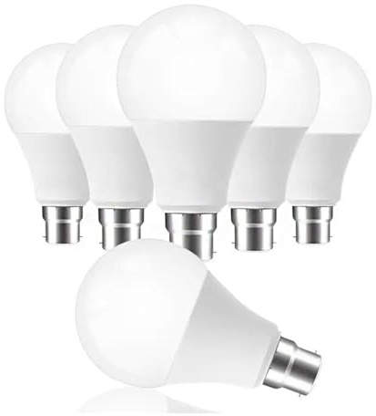 6-Pack B22 Bayonet LED Bulbs A19/A60 9 Watt Equivalent 60 Watt Lighting Energy Saving Bulb for Pendant Lamp Table Lamp Wall Lamp Cabinet Lamp(B22 9W Cool White 6500k)