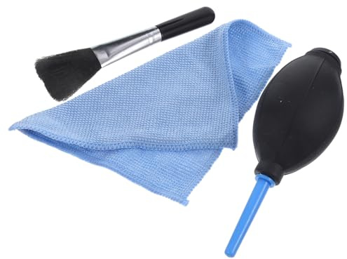 Kamera Luftgebläse mit Weicher Silikonspitze zum Reinigen von Linsen | Langer Flexibler Düsenaufsatz, Bürste und Tuch Enthalten, Schonende Staubentfernung für Kameraobjektive Zufälliger Stil
