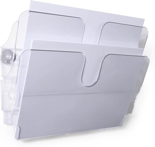 Durable Prospektspender Flexiplus 2, A4 quer, magnetisch, klar, 1709022400 | Wandprospekthalter mit 2 Fächern, je 23 mm Füllhöhe, Dokumentenhalter für Flyer & Betriebsanweisungen