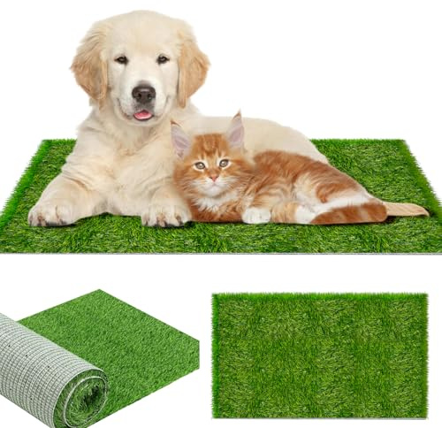 WANDGU Reusable Dog Toilet Dog Lawn Carpet: 50 x 70 cm Artificial Grass Rug, Premium Artificial Grass for Dogs, Training Mat, Dog Toilet for Balcony, Patio, Garden (Water Outlet)