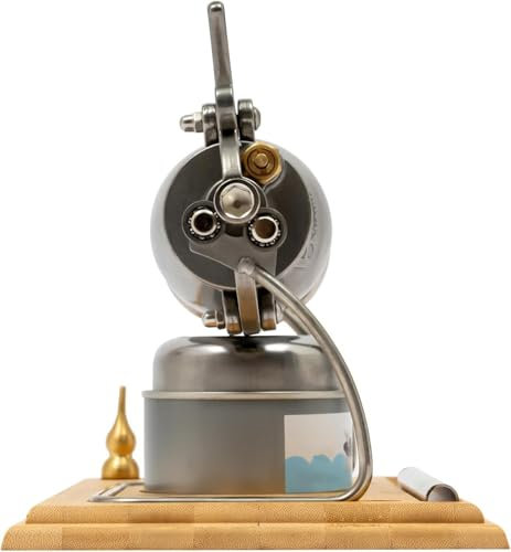 Vintage Popcorn Machine Small Stainless Steel Pop-Corn Poppers High Pressure Popcorns Maker with Pressure Gauge and Wooden Board Base for Family Party Fun(268ML)