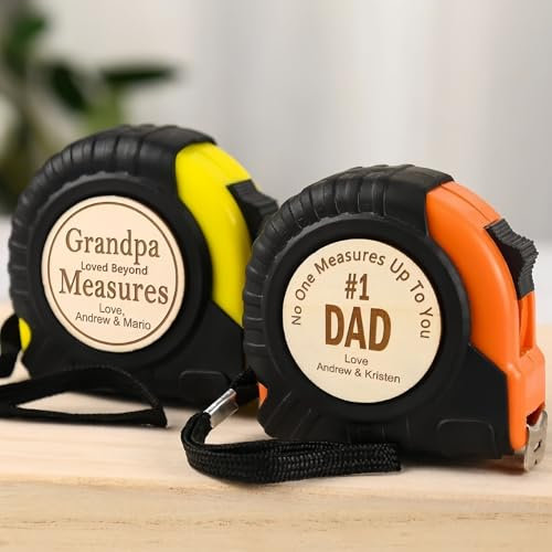 ZZTINGC Mesure De Bande Personnalisée avec Nom Gravé, Cadeaux Personnalisés pour Les Hommes 5M Mesure De Bande Rétractable Outil De Bricolage, Cadeaux pour l'anniversaire du Père Noël(Orange)